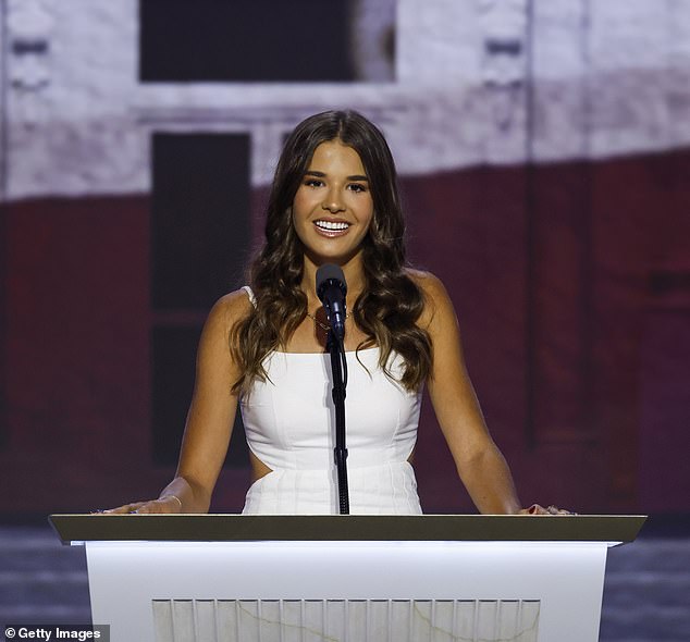 Donald Trump's granddaughter Kai, 17, took the stage at the Republican National Convention in Milwaukee, Wisconsin on Wednesday for her first public speech for her grandfather