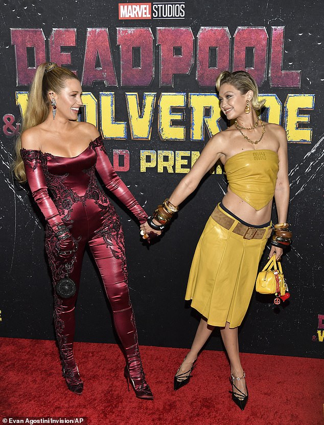 Gigi arrived in a Wolverine-inspired Miu Miu look, with the stars holding hands as they posed together on the red carpet.