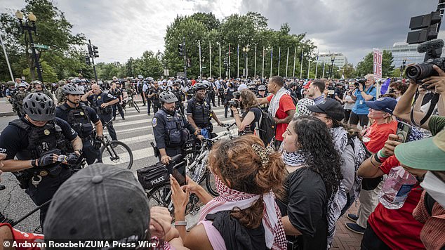 Hundreds of people flocked to the train station for the anti-Israel protest