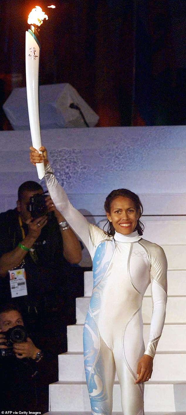 Incredibly, a similar scene played out at the 2000 Sydney Olympics. Australian track and field athlete Cathy Freeman (pictured) was given the honour of lighting the cauldron. The problem was that the iconic rings were on the wrong side of her bodysuit.