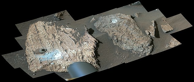 The rover took a core sample from the rock (where the dark hole on the left is located) to investigate