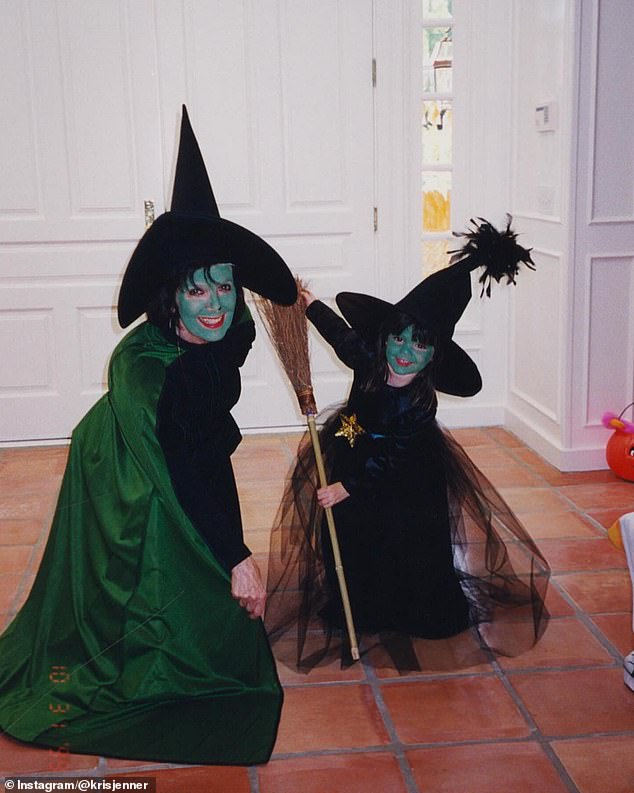 MJ is shown getting into the Halloween spirit with a young Kendall Jenner in the early 2000s