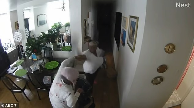 The caregiver approached Dorothy with a pan and repeatedly hit her on the head as she clung to her walker