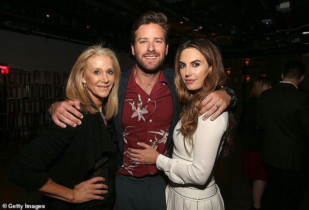 Referring to her son's recent interviews with Bill Maher and Piers Morgan, she said: 'He wasn't criminally wrong, he was morally wrong, but it changed his life forever and he's sober and happier than ever' - pictured in 2017 with Armie's now ex-wife Elizabeth Chambers