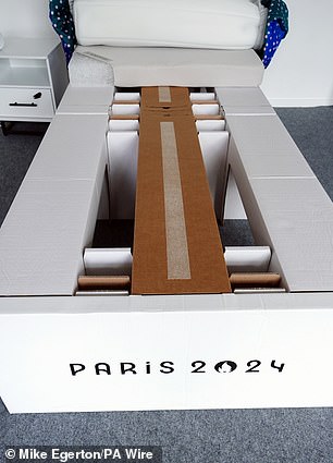 A cardboard bed for athletes at the Paris Olympics, supposedly designed to be 'anti-sex'