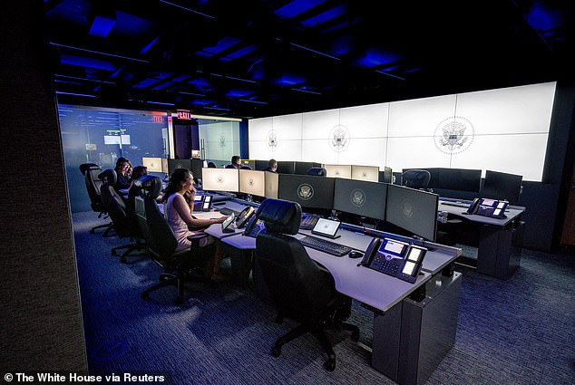 The complex was established in 1961 by the Kennedy administration after the Bay of Pigs invasion. Employees are seen here in the recently renovated complex