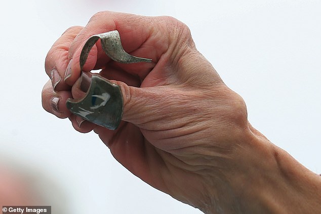 Shrapnel fired from a faulty Takata airbag is pictured. Takata filed for bankruptcy in 2017