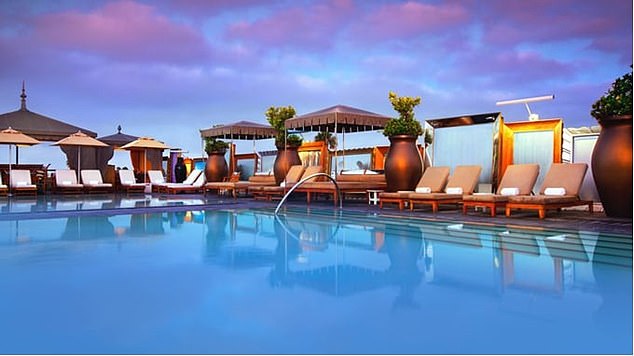 Manchester United stars relax by the rooftop pool at the SLS Hotel in Beverly Hills, California