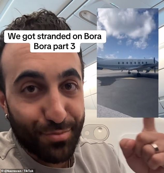 Omid then shared photos of the plane they eventually boarded, noting that it looked like a 