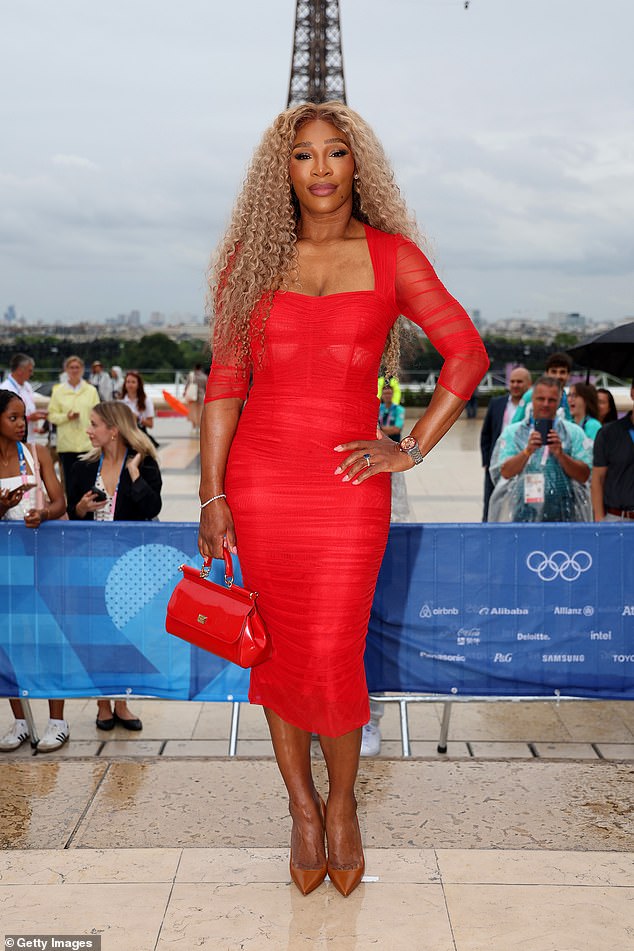 Serena Williams walks the red carpet ahead of the opening ceremony of the Paris 2024 Olympic Games on July 26, 2024