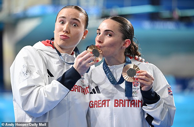 The two enjoyed the moment on a glorious morning for the British diving outfit