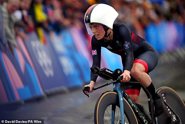 Henderson pictured during the women's time trial which was dominated by crashes