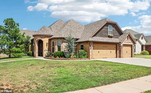 But the building boom is focused on the high end of the market, sending prices through the roof. Pictured: A 2,585-square-foot, four-bedroom home in Oklahoma City is listed for $375,000