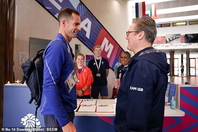 Starmer has been in Paris to meet several members of Team GB, including star player Andy Murray