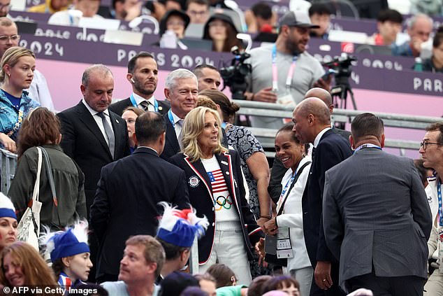 Biden watched the fencing competition at the 2024 Paris Olympics