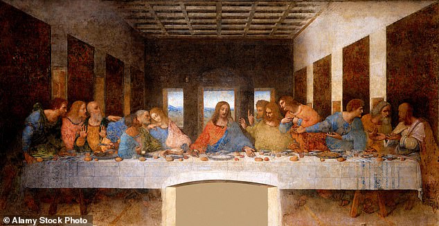 Leonardo da Vinci's depiction of the Last Supper, with Jesus in the center surrounded by his disciples