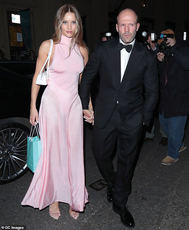 Despite his diving career failing to take off, Jason has enjoyed great success with his acting and personal life (pictured with his long-term partner Rosie Huntington-Whiteley, 37, in April)