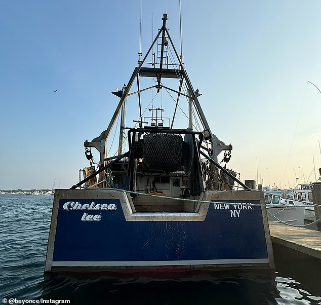 Finally, she uploaded a final photo showing the back of a large boat with 'Chelsea Lee' printed on it in white letters