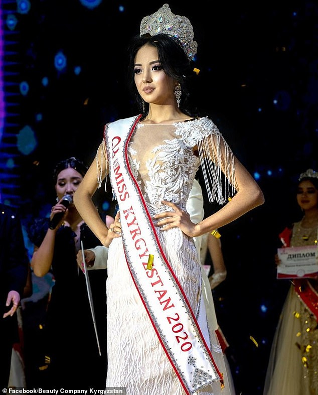 Ms Nurgozhoeva, 23, was Miss Kyrgyzstan in 2020 and has since deleted the viral engagement clip from her social media