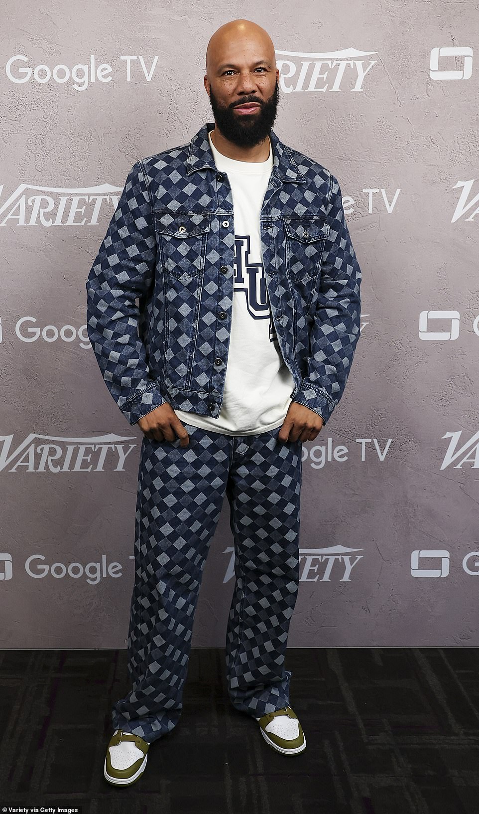 Rapper and actor Common showed off his fashion sense in a checked denim co-ord