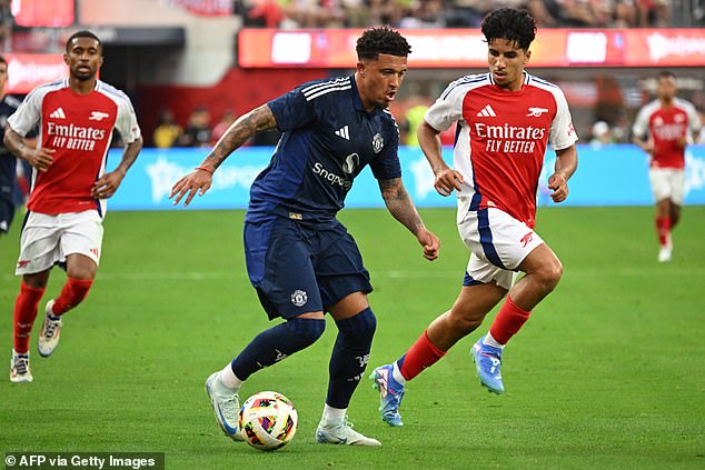 Both Antony and Jadon Sancho (pictured) struggled to have any influence on the match