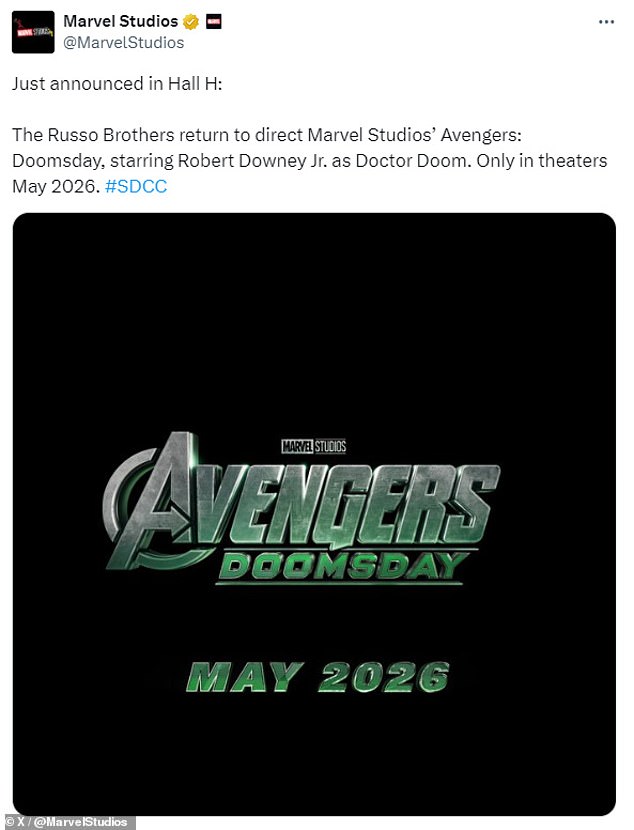 Marvel Studios also made the announcement on Twitter, sharing a poster for the upcoming film, which is set to hit theaters in May 2026.