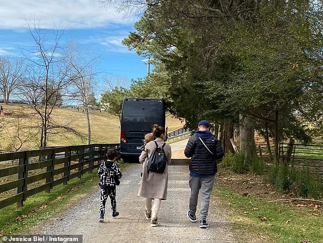 Locals have often seen Timberlake with his wife Jessica Biel and their two children (pictured) around Bozeman