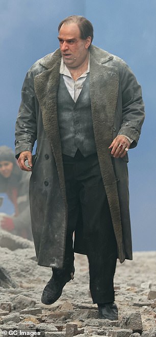 Farrell seen on the set of The Penguin earlier this year