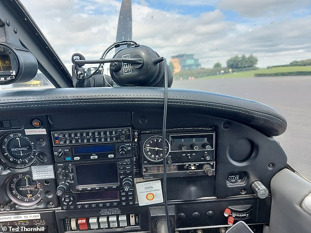 Ted's flight takes place in a refurbished Piper Warrior II aircraft