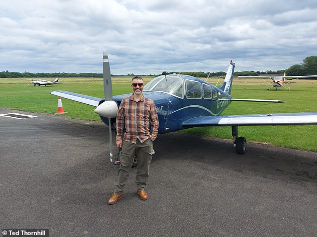 Ted is all happy again on the ground. He says: '[The lesson] is the purest flying experience in an airplane you can get'