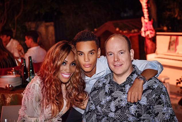 Prince Albert of Monaco (right) with Nicole Coste (left) and son Alexandre Grimaldi