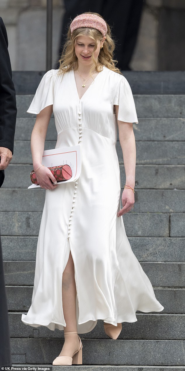 At the national service of thanksgiving for the Queen's reign in 2022, Louise shone in this beautiful dress by Ghost