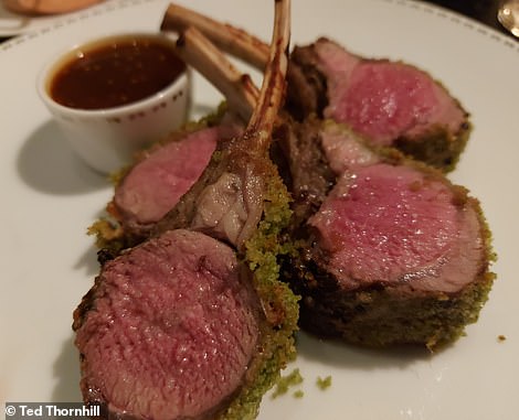 Ted's 'hookah-inducing herb-wrapped rack of lamb with mashed potatoes' he enjoyed at Dowling's