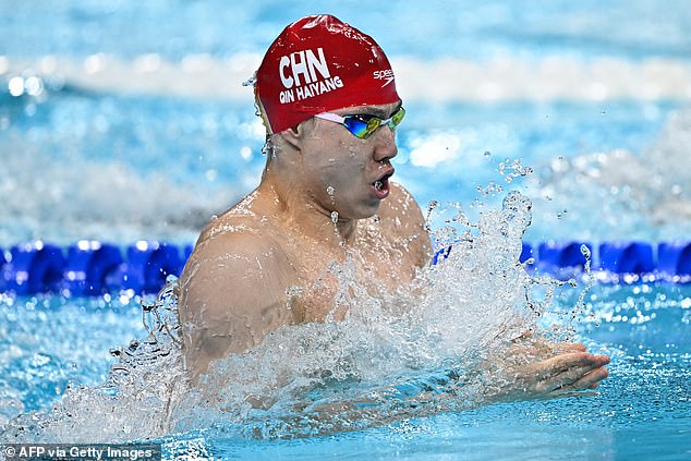 Qin (pictured) was one of 23 Chinese swimmers who failed a doping test for the Tokyo Olympics.