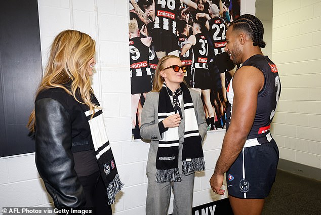 Meanwhile, G Flip, 30, who recently married Chrishell for the second time, opted for a stylish gray jacket which she paired with black boots and a white shirt.