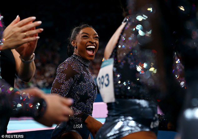 The many famous faces all looked excited as they prepared to see the return of sporting legend Simone Biles to the Olympic stage after her chaos in Tokyo four years ago.