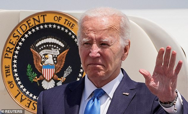 Bryant has also decided to delay paying off student loans if Harris wins the White House, as she and Biden have promised Americans student loan forgiveness and relief. (Pictured: Biden at Joint Base Andrews in Maryland on July 23)