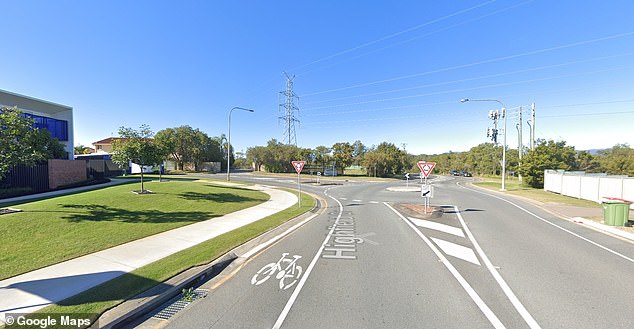 Witnesses saw the woman being forced into the pickup truck on Highfield Drive in Merrimac (pictured). The woman escaped and sought help at McDonald's while two men fled the scene