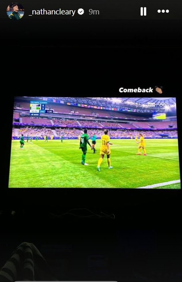 Cleary woke up early to watch the Matildas' Olympic Games clash with Zambia