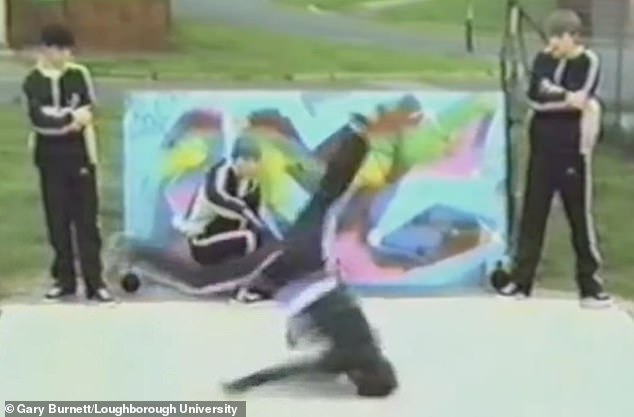 'The Breakdancing Professor': Gary Burnett (center), pictured here at age 17, breakdancing with friends in 1985