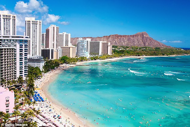 The “urban Hawaii” area, anchored by Honolulu — another picturesque beach location — ranked first for the highest inflation rates in the country, after seeing rates rise 5.2 percent since 2022. (Pictured: Hotels and resorts around the beach in Honolulu)