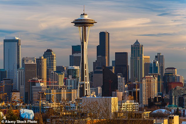 In Seattle, pictured, a household can earn up to $214,000 a year and still be considered middle income