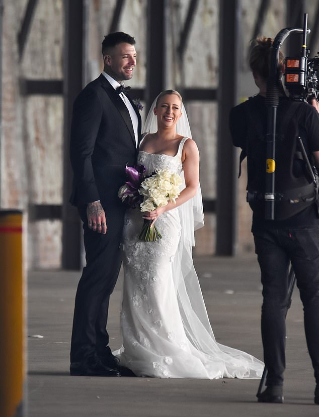 The petite blonde bride has been linked to 'TikTok tradition' Dave Hands and the pair filmed their wedding last week at Carriageworks in Sydney