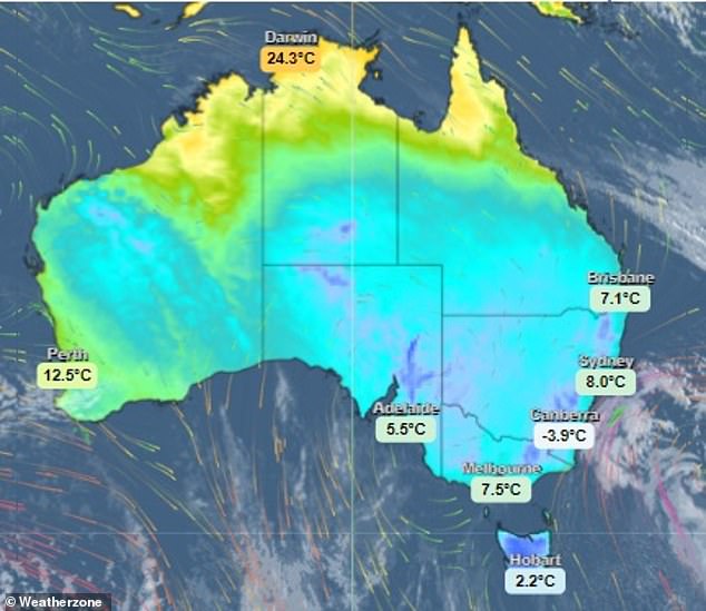 Temperatures dropped across the country on Monday morning