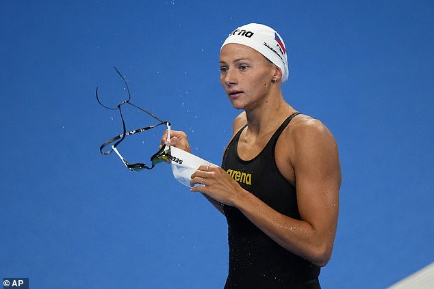 Czech swimmer Barbora Seemanova (pictured) came second in the event, but the names of two of her rivals left some viewers scratching their heads when they appeared on TV