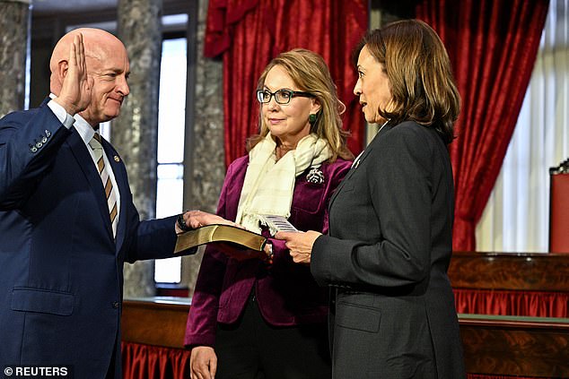 The same poll asked voters what they thought of the candidates who would join Harris on the ticket, and while many are still somewhat unknown, Arizona Sen. Mark Kelly (pictured left) is the most favored.