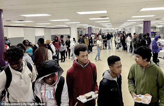 Bessemer High School is introducing new dress code for students, with hoodies not allowed. Students are seen in the cafeteria earlier this year