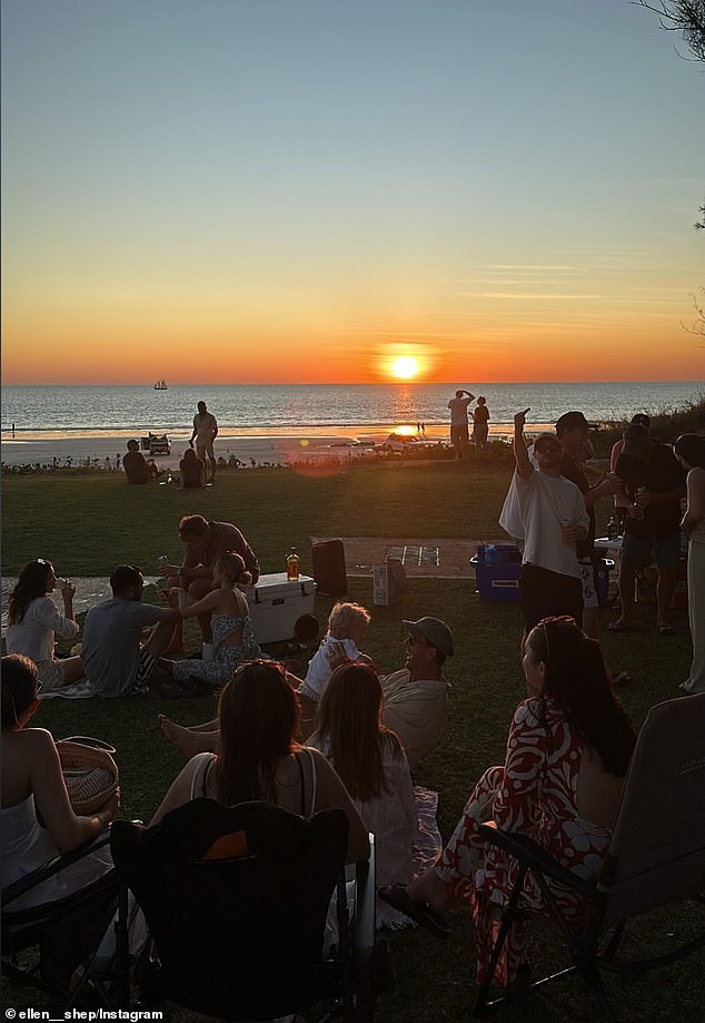 The lovebirds celebrated their nuptials in front of friends and family as they looked out over the sea at the picturesque Gnaranganni in Broome, where they live