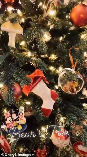 In 2019, Cheryl gave fans a glimpse inside her home, showing off Bear's very own Christmas tree