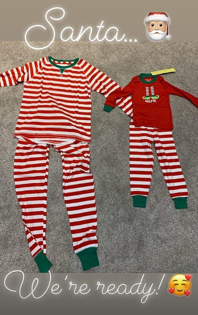 Cheryl also showed off their Christmas pajamas as they prepared to celebrate the holidays